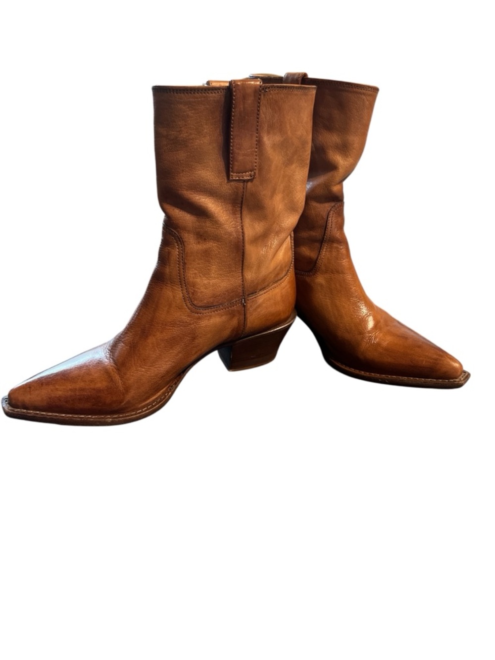 Cole Haan Italian Made Chestnut Leather Pointed Toe Boots Size 8B